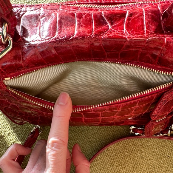 alice + olivia Alana Croc Embossed Leather Handle Bag - Picture 8 of 10